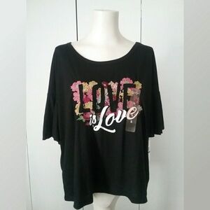 Jessica Simpson Black Floral Embroidered T Shirt